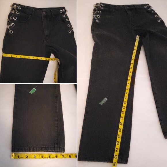Forever 21 Women’s Curb Chain High-Rise Straight Leg Jeans Black Wash - (26) - Picture 16 of 16